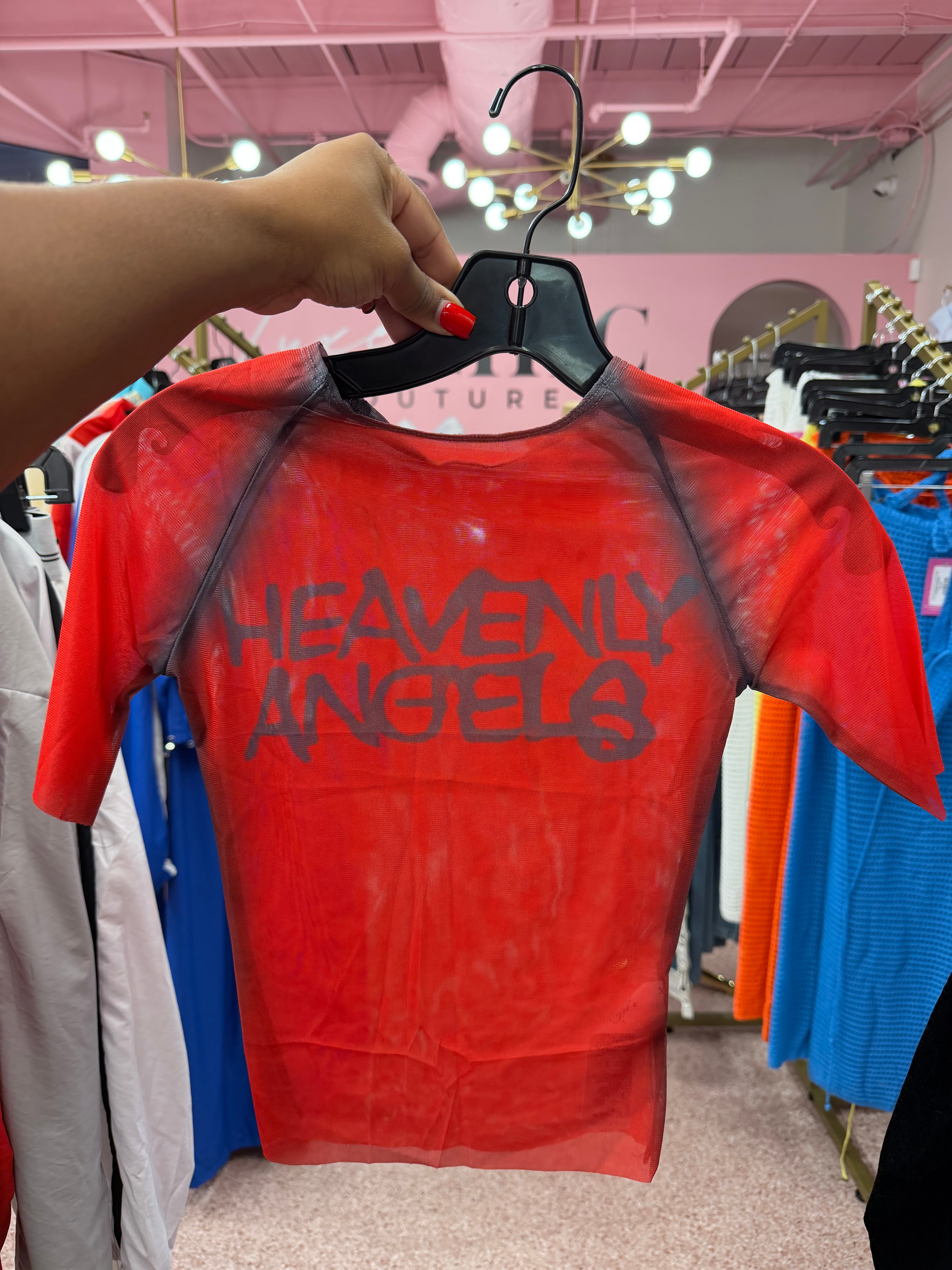 Heavenly Angels Short Sleeve Top- Red