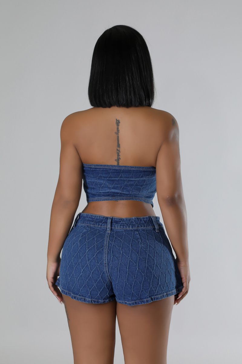 Caught In The Act Skort Set- Denim
