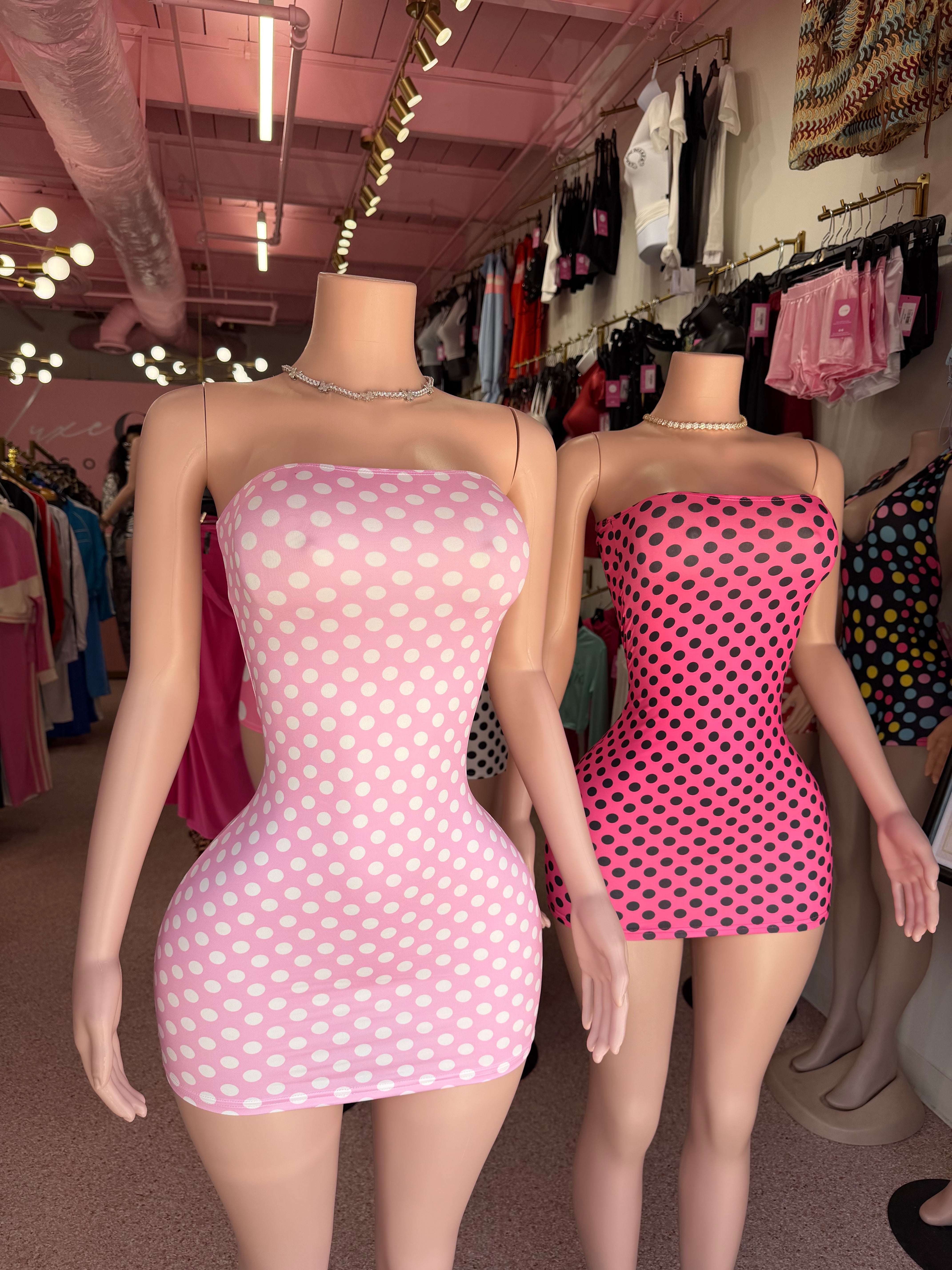 Pretty Polka Tube Dress