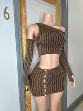 Keep It Casual Striped Knitted Skirt Set- Brown