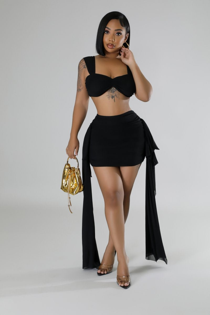 Such A Flirt Skirt Set- Black