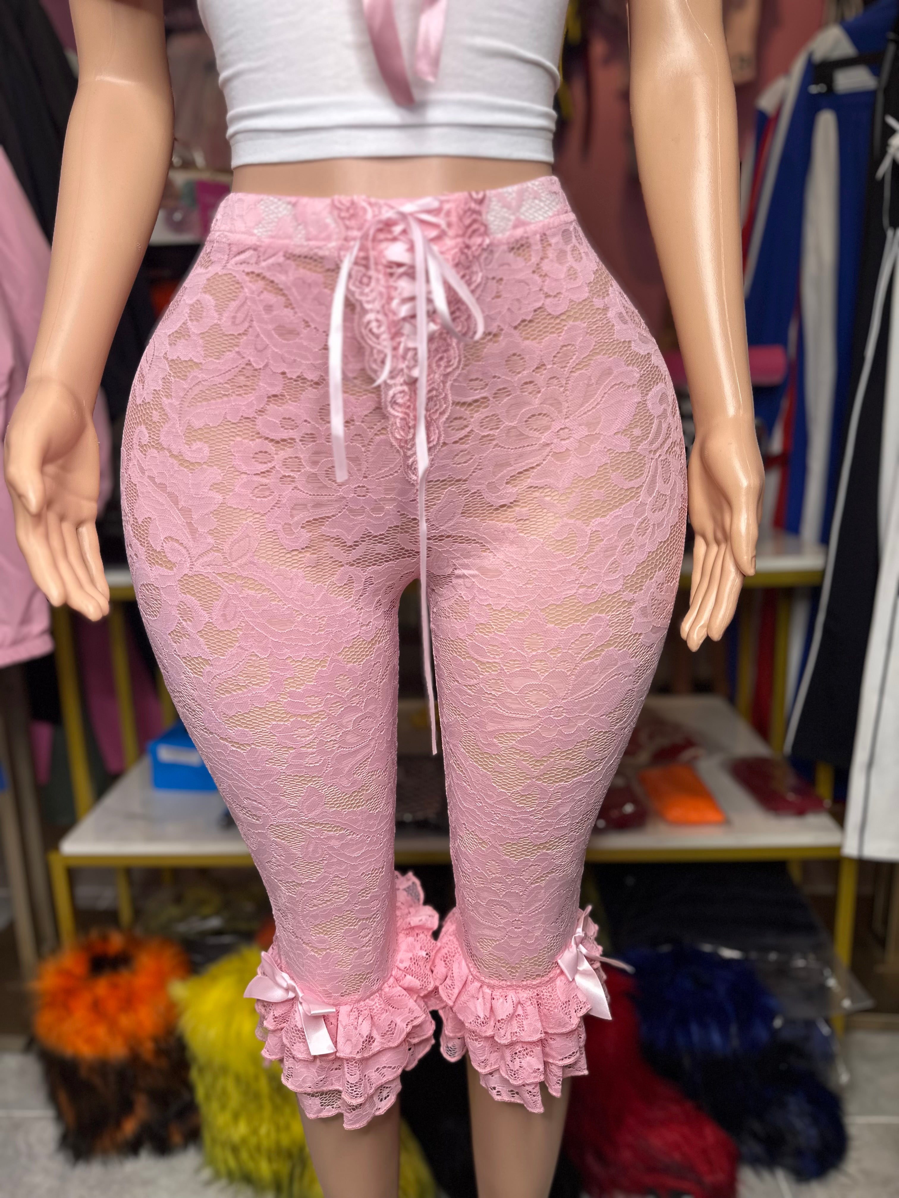 Inspired By Me Lace Capris- Pink