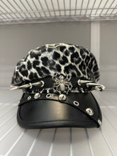 Leopard Print Spike Hat with Silver Accents- Gray