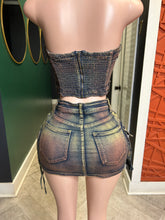 Breaking Rules Cargo Denim Corset Top & Cargo Denim Skirt Set-Green