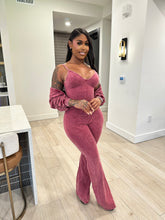 Washed Zip-Up Crop Jacket & Flare Jumpsuit Set- Sangria