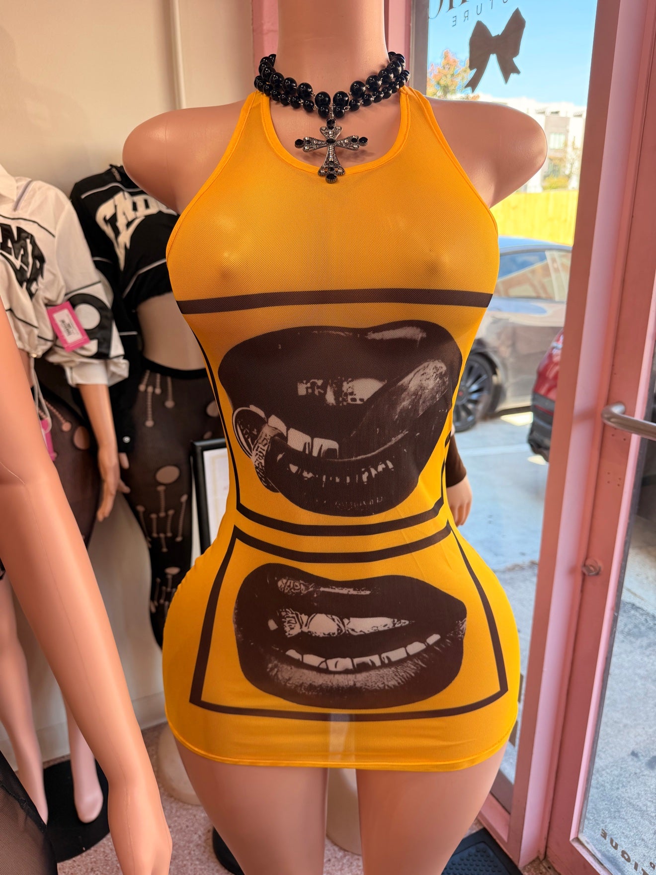 Trouble Kisses Dress- Yellow - front (featured)