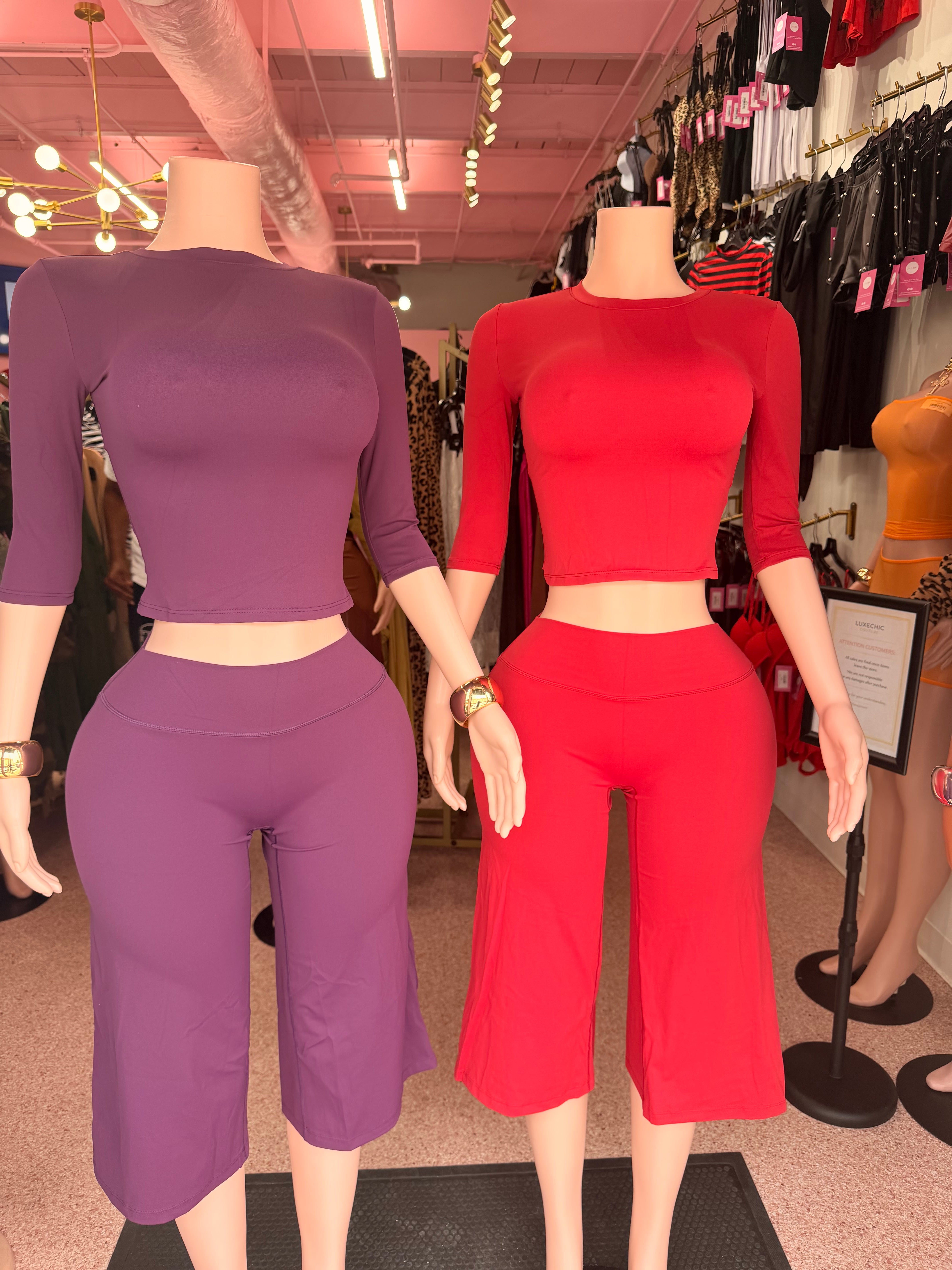 Casually Expensive Gaucho Set – Cranberry / Dusty Plum