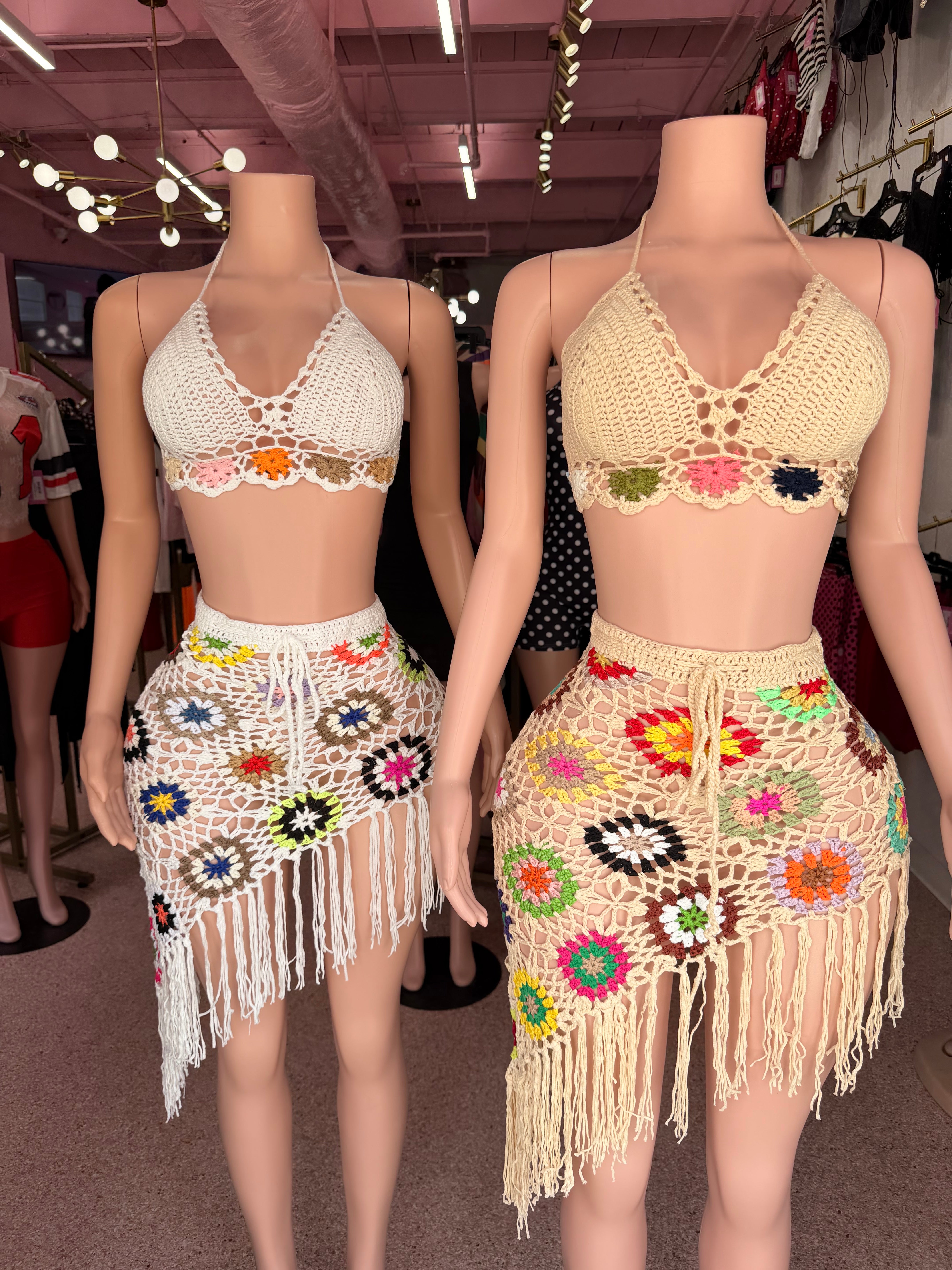 Waterfalls Coverup Knitted Skirt Set