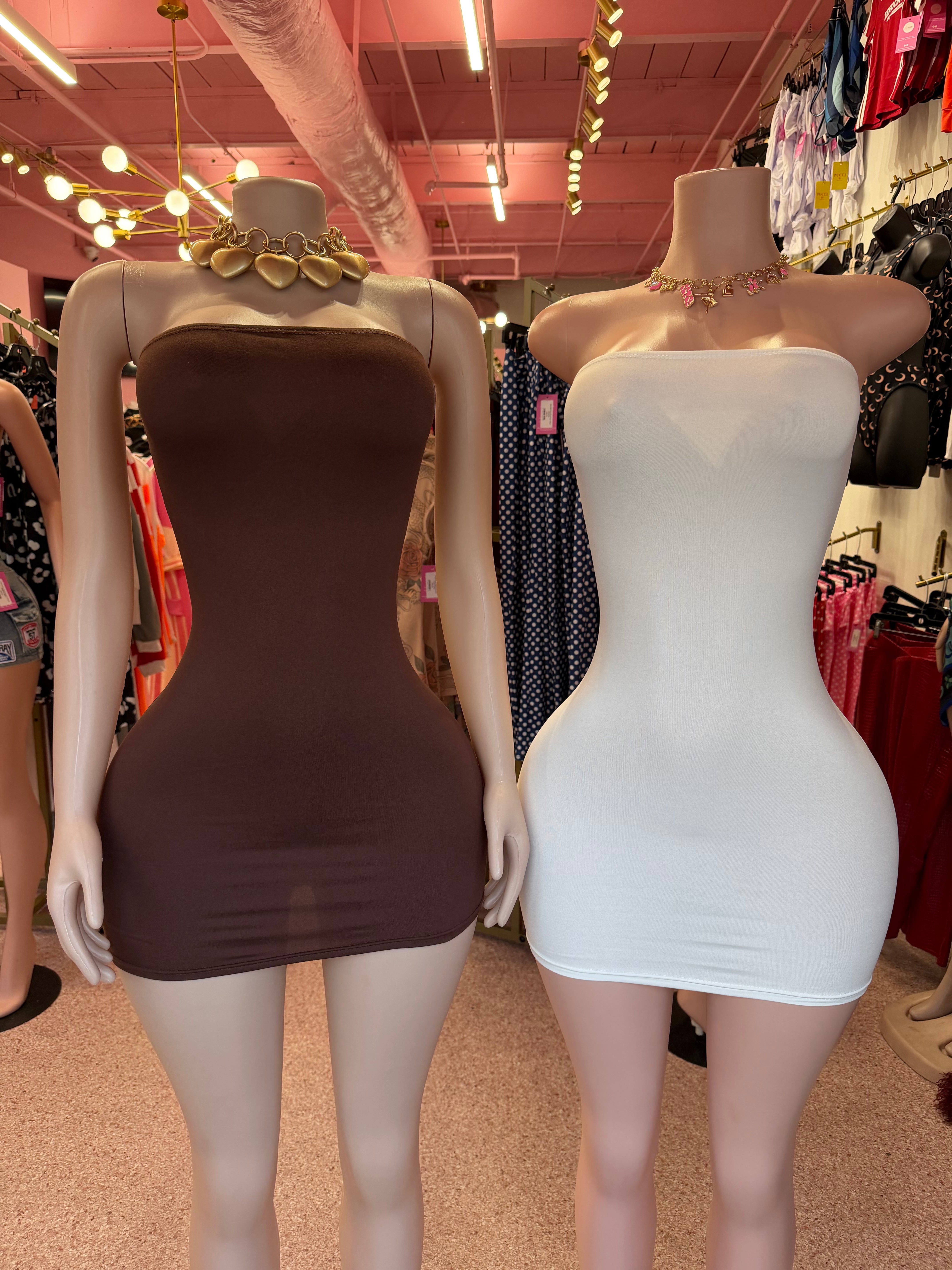 Basic Tube Mini Dress- Brown or White