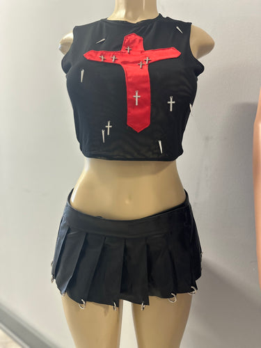 Red Cross Top- Black