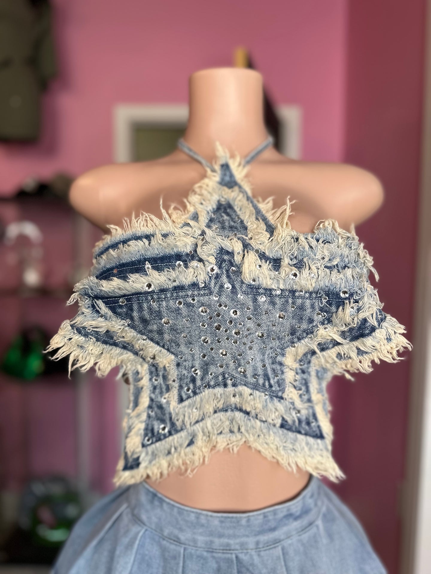 Im A Star Denim Crop Top