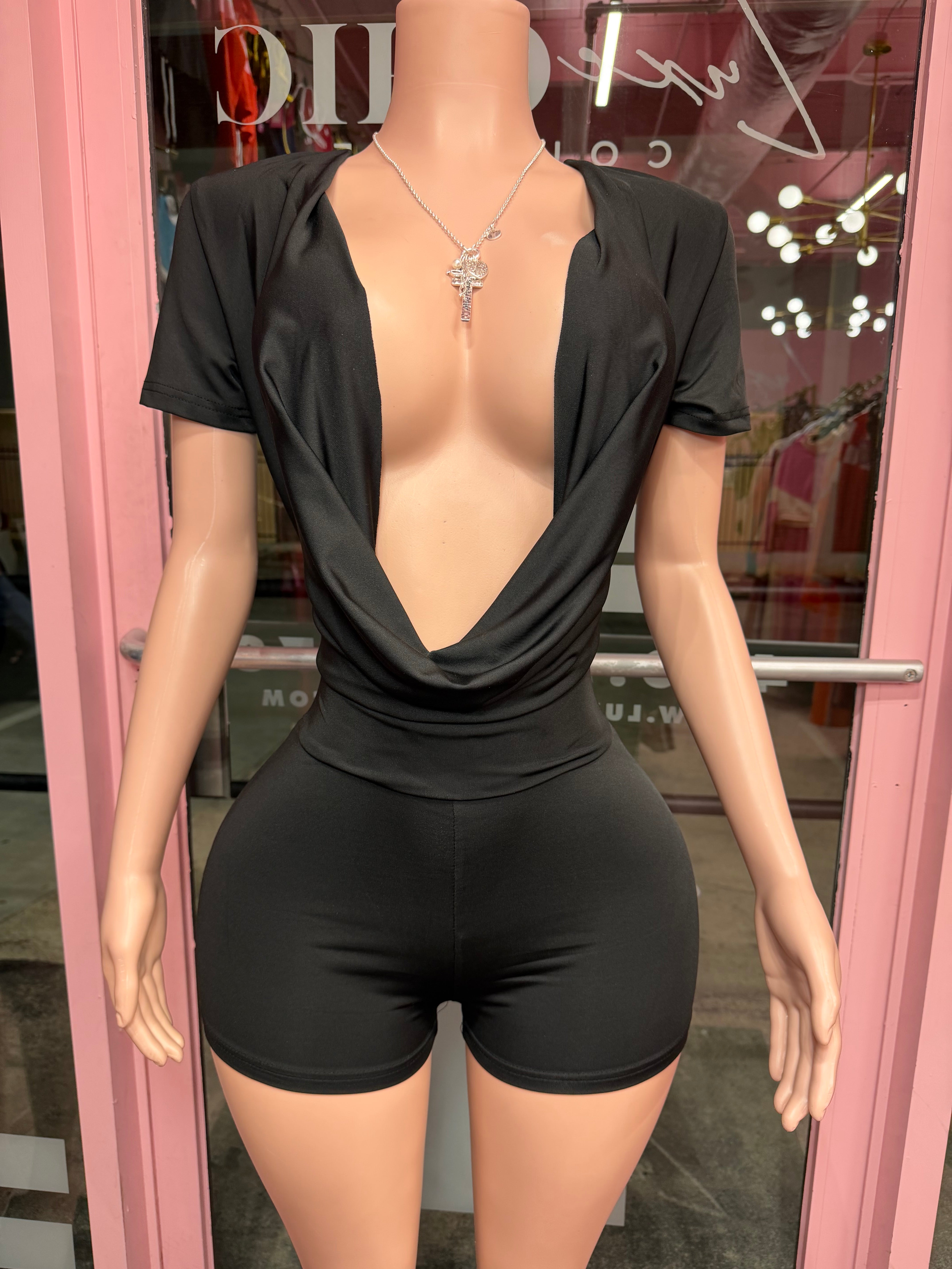 She Did That Romper- Black