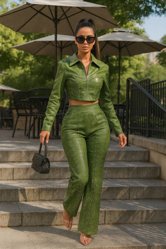 Studded Status Faux Leather Set