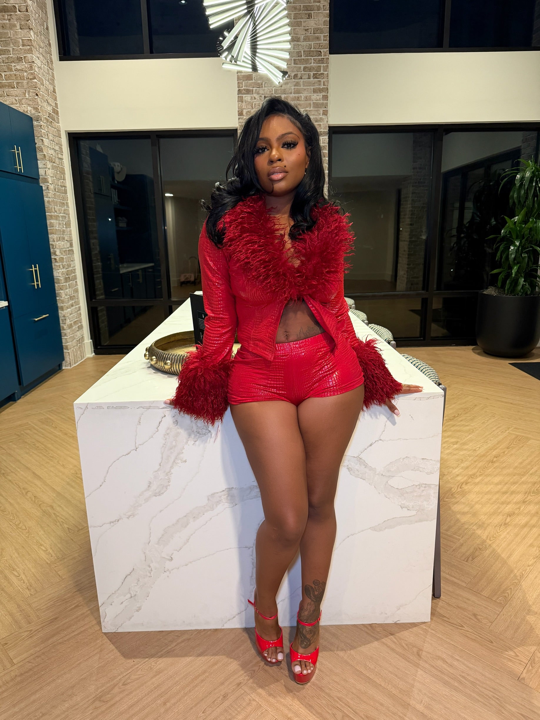 Private Jet Pressure Fur Set- Red