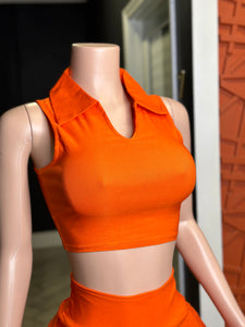 Back Outside Tennis Skirt Set- Orange