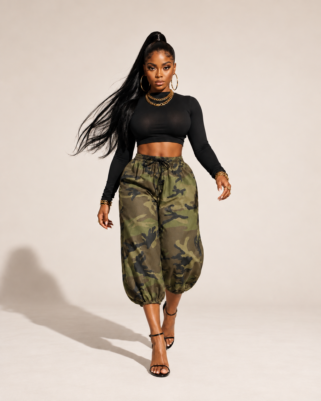 Camo In Command Balloon Capri Pant