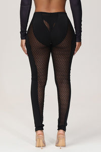 Sexy ASF V Mesh Knitted Legging- Black