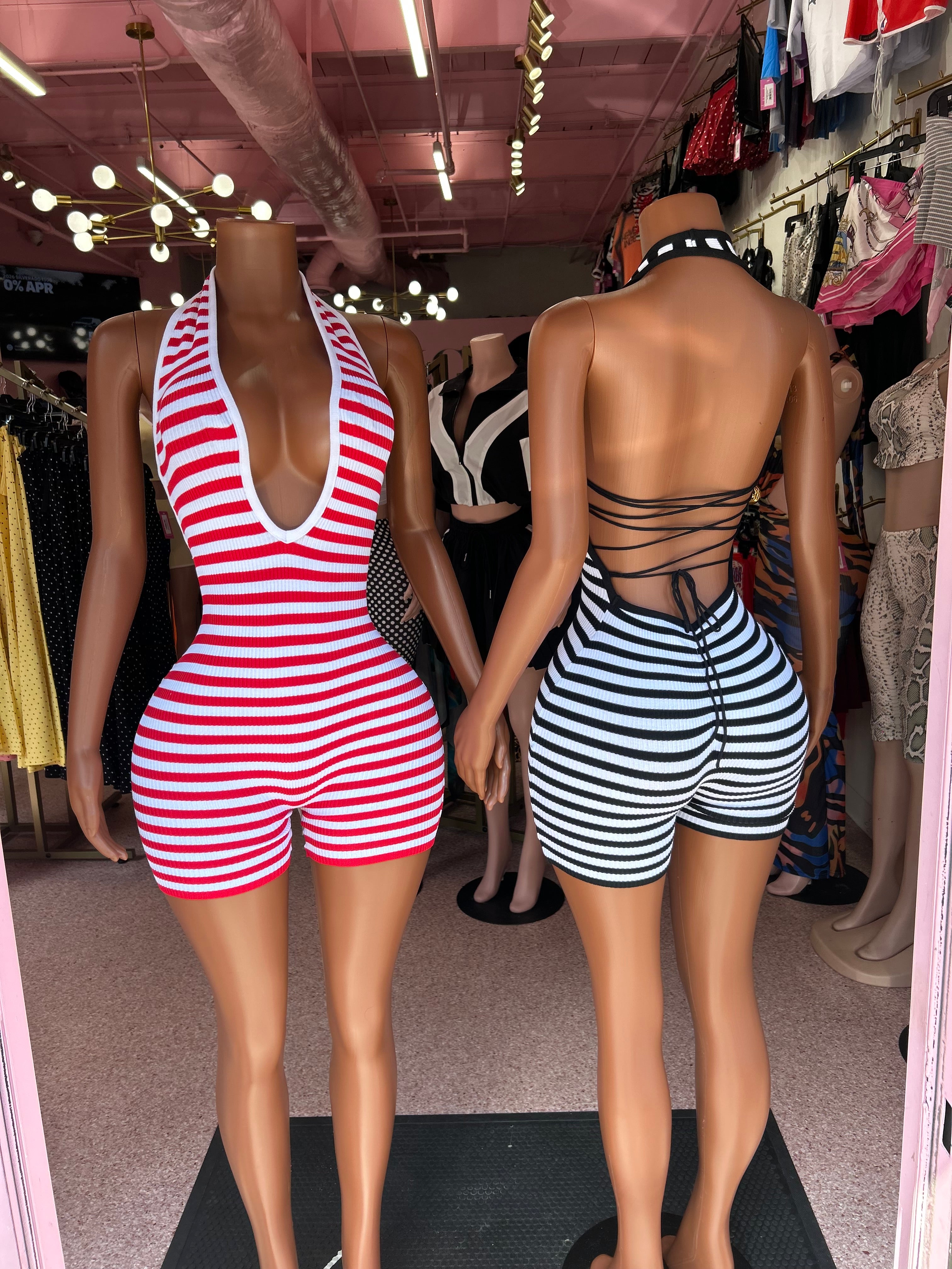 Strip Tease Lace-Up Romper