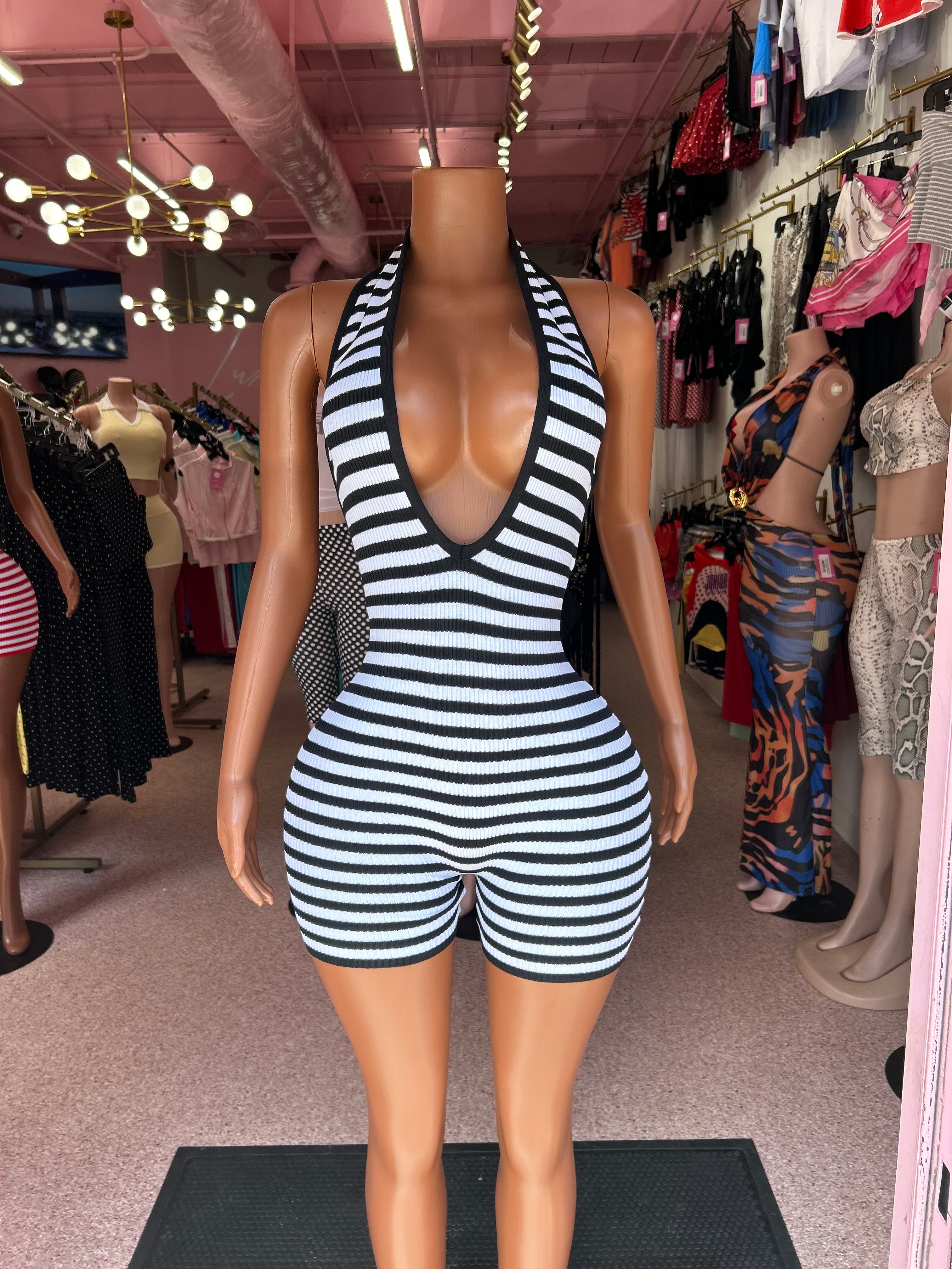 Strip Tease Lace-Up Romper