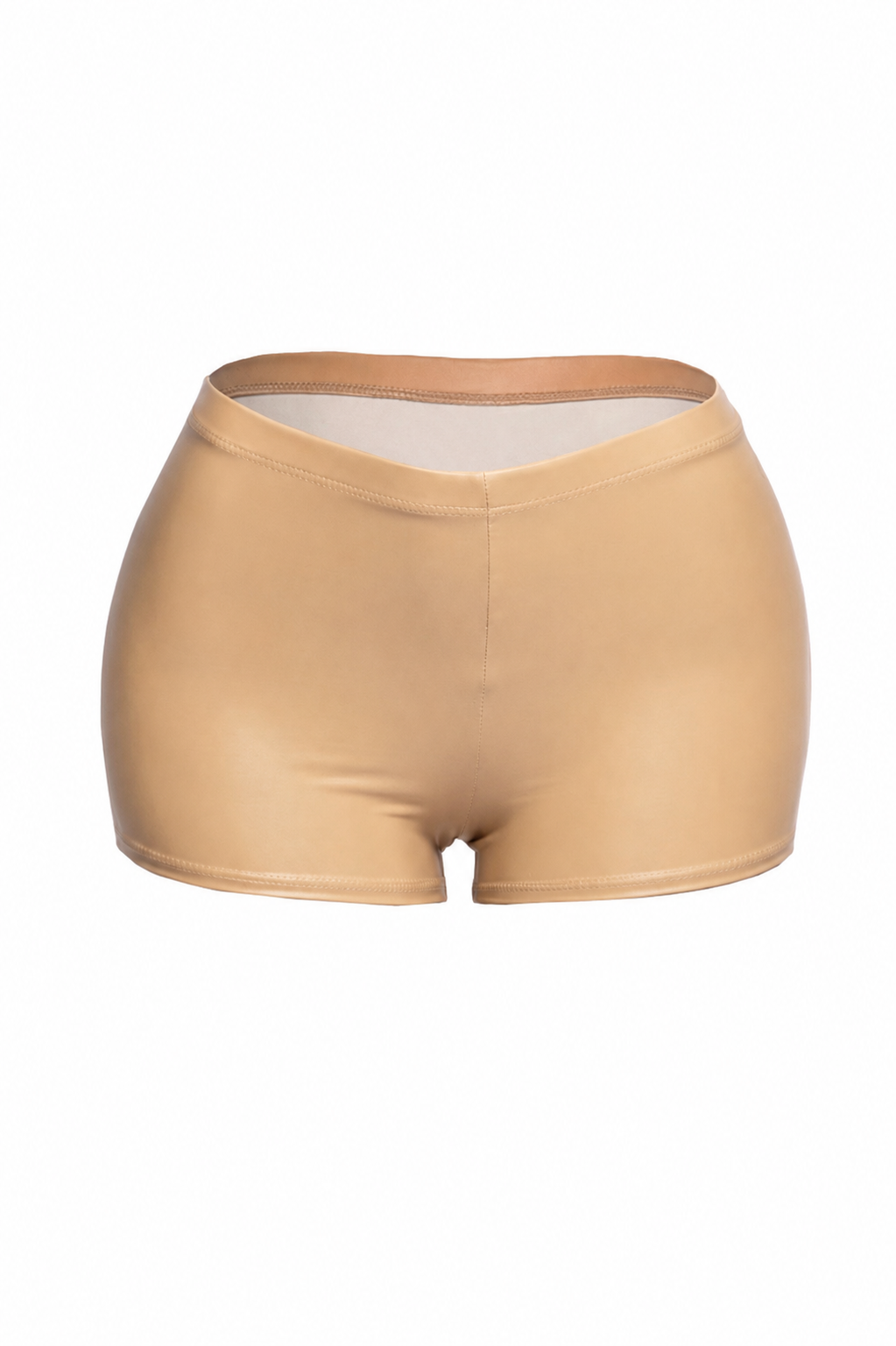 Booty Poppin PU Matte Shorts- Nude