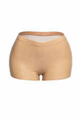 Booty Poppin PU Matte Shorts- Nude