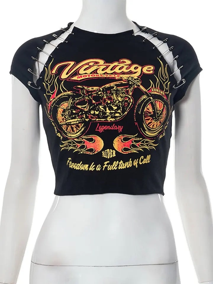 Lengendary Vintage Crop Top- Black