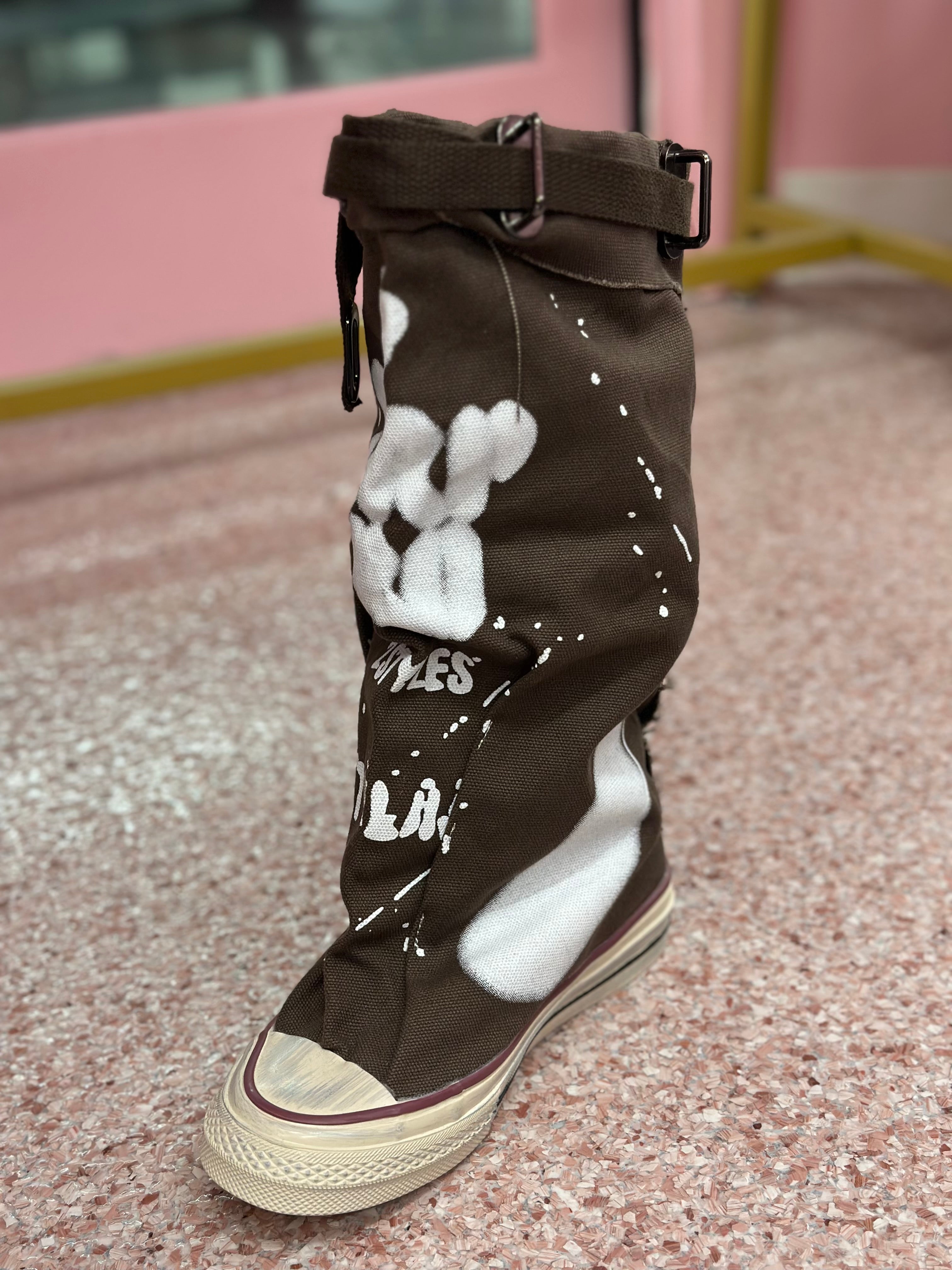 Graffiti Slouch Boot- Brown