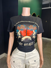 Pretty Roses Graphic Oversize Top- Black