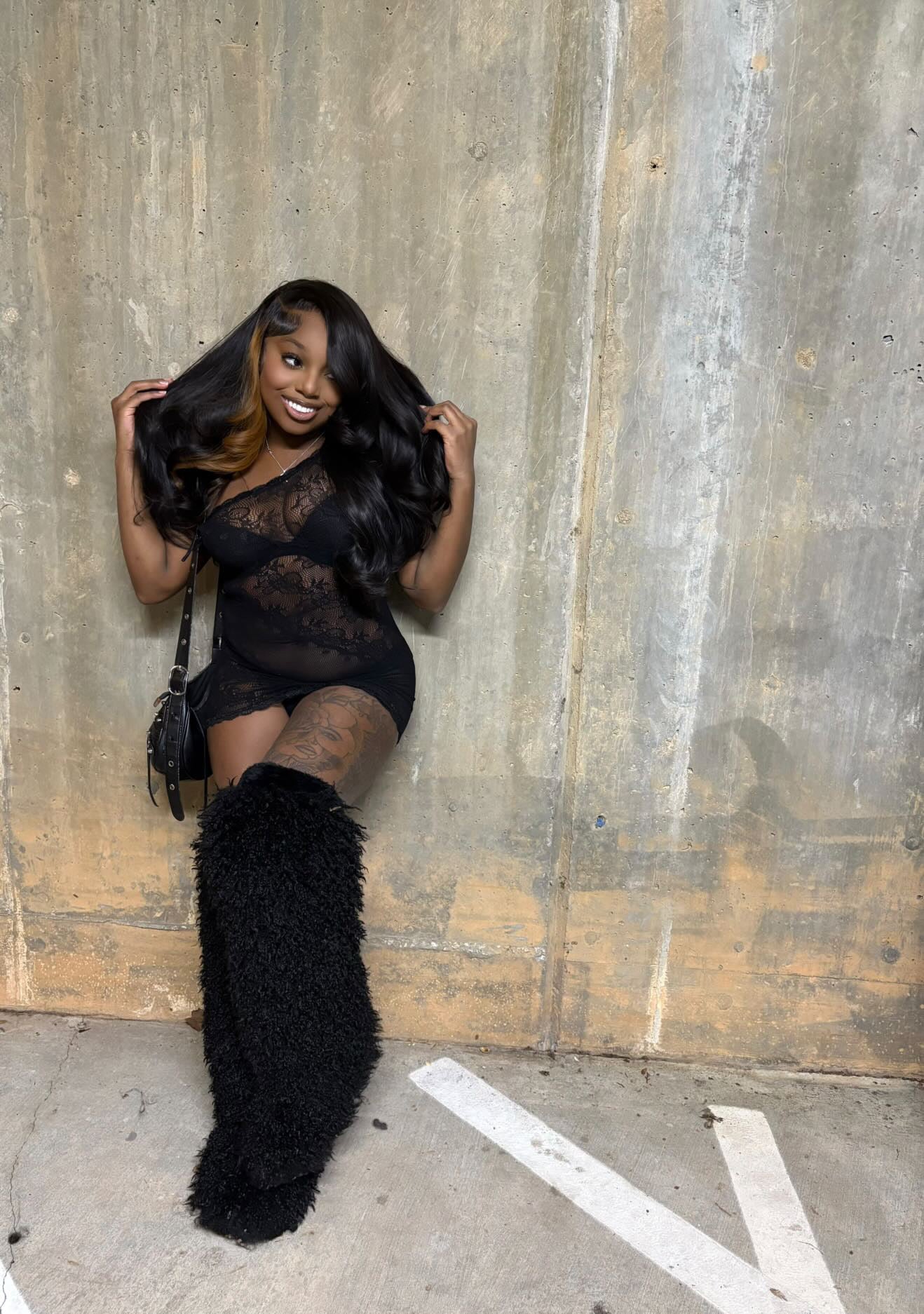 *Pre-Order 10-15 business days then ship* Shaggy Mongolian Fur Thigh High Boots- Black