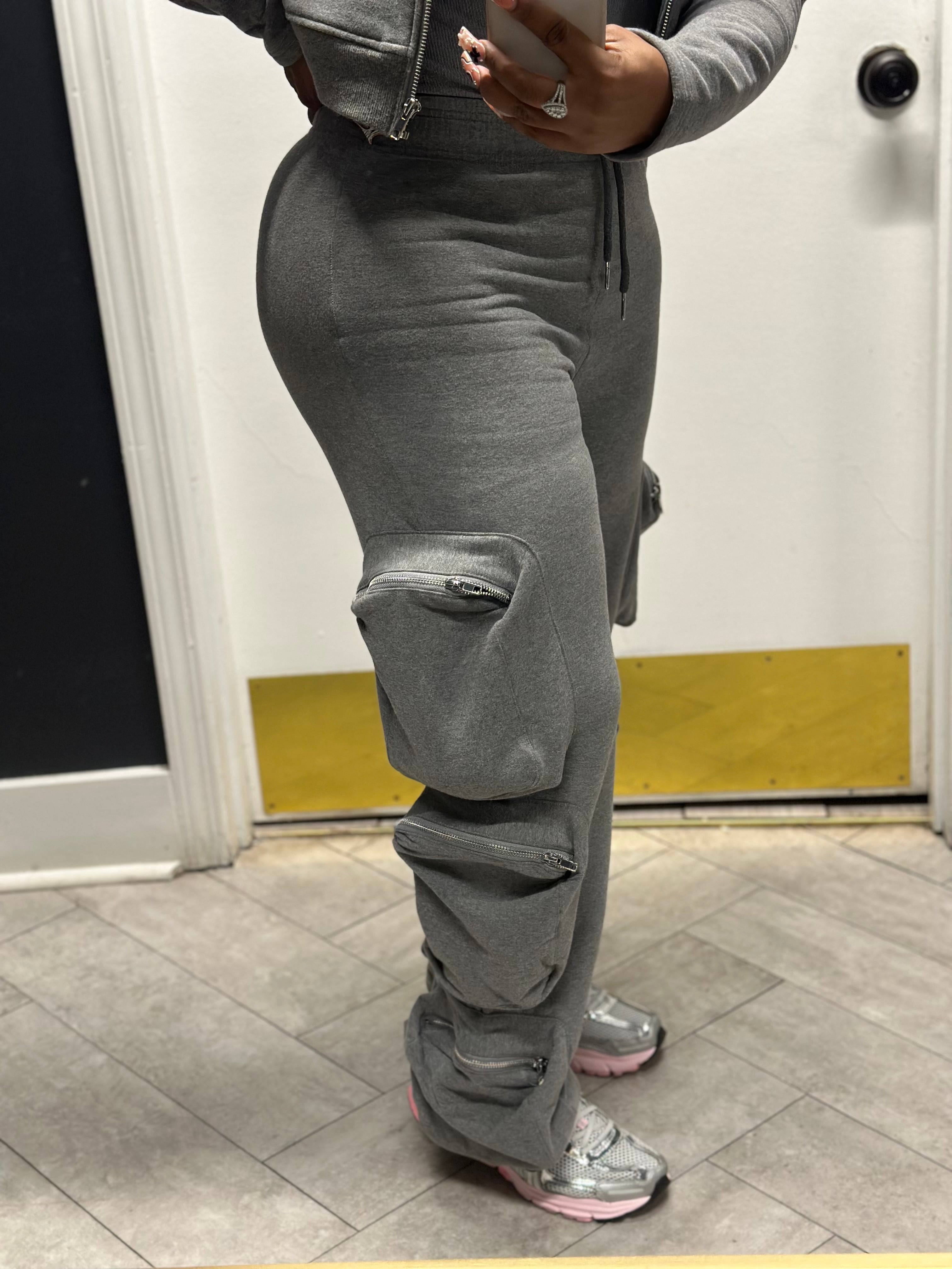 Airport Runs Cargo Pant Set-Grey