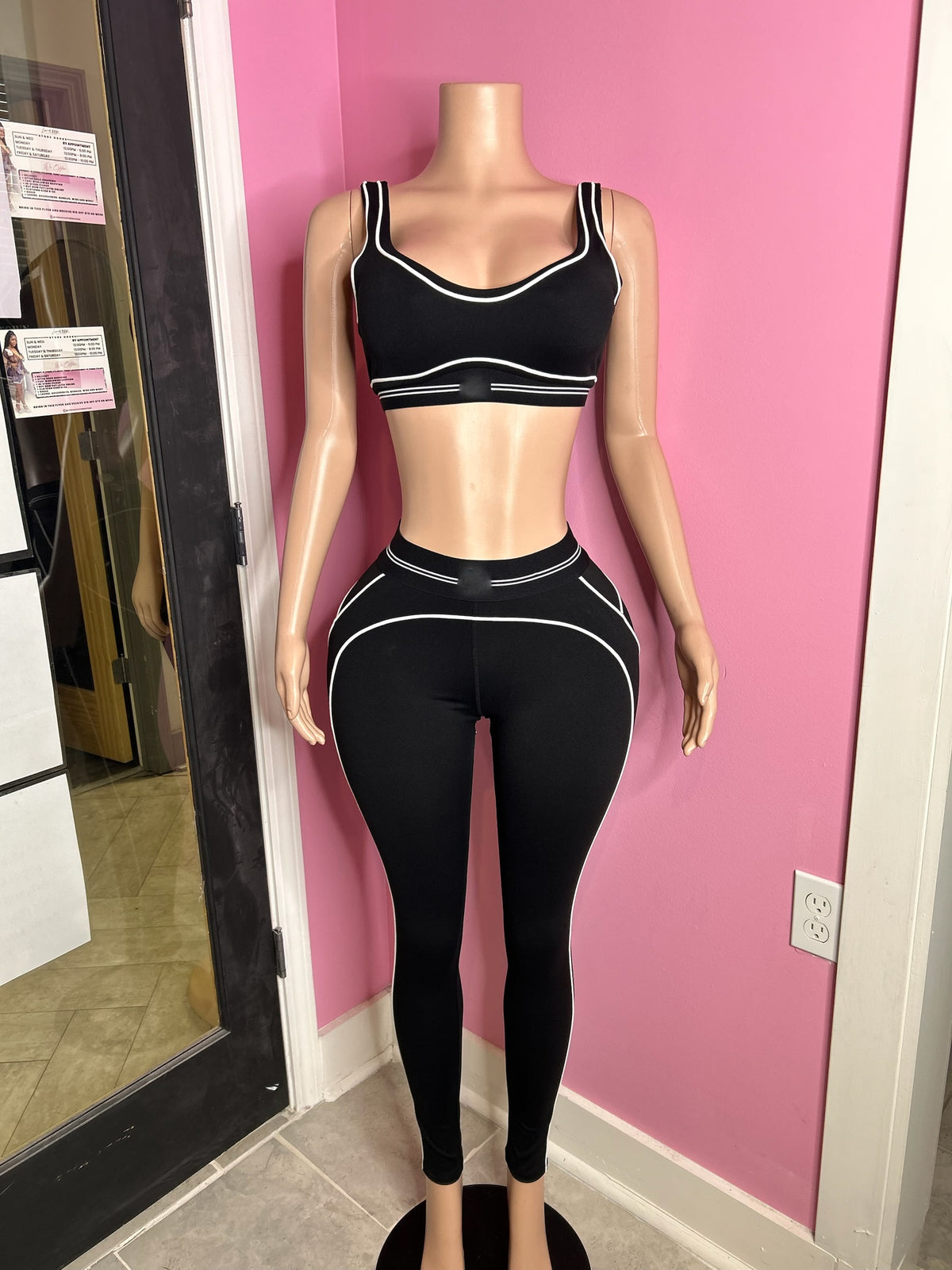 (Pre-Order 8 business Days) 
Alos Double Stripe Legging Set- Black-Call For Pics