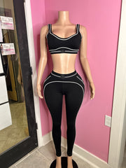 (Pre-Order 8 business Days) 
Alos Double Stripe Legging Set- Black-Call For Pics