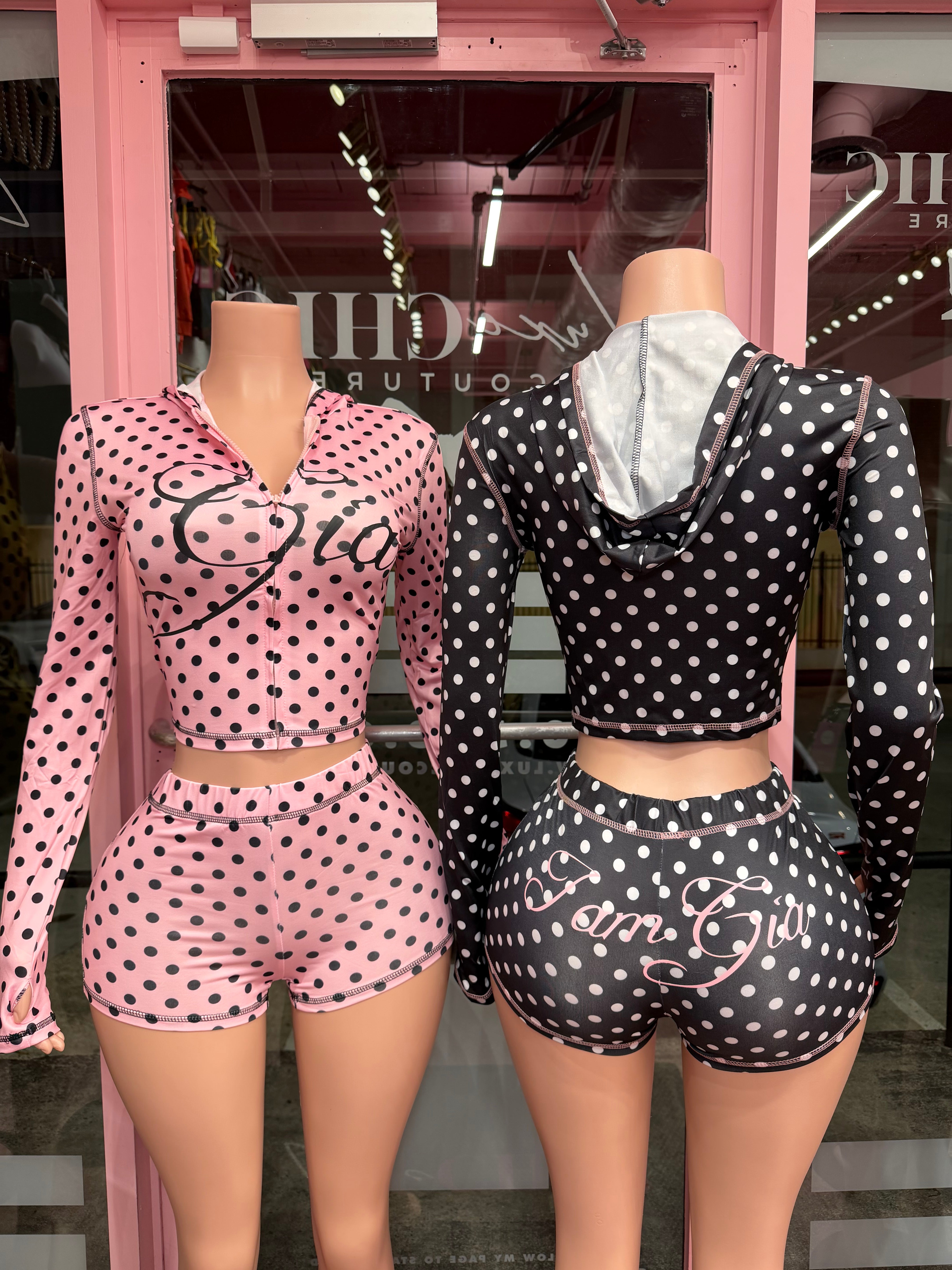 Gam Gia Jacket & Short Set- Polka Dot