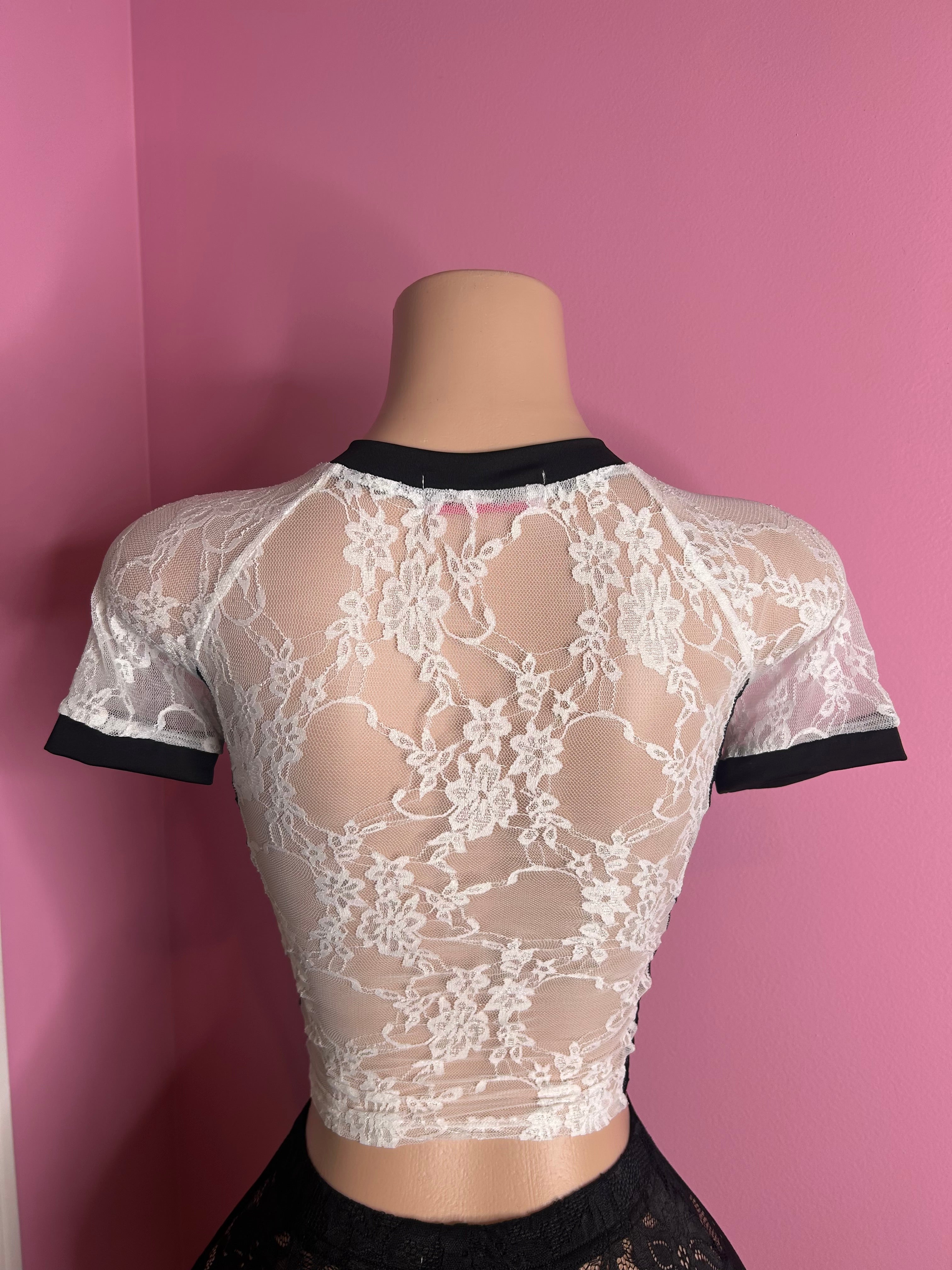 07 Lace Top Only- White/Black