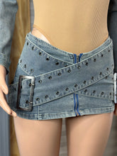 Concert Ready Denim Buckle Crop & Buckle Skirt Set