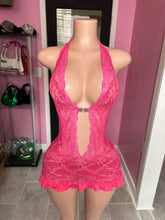 A Night To Remember Lace Halter Mini Dress- Pink