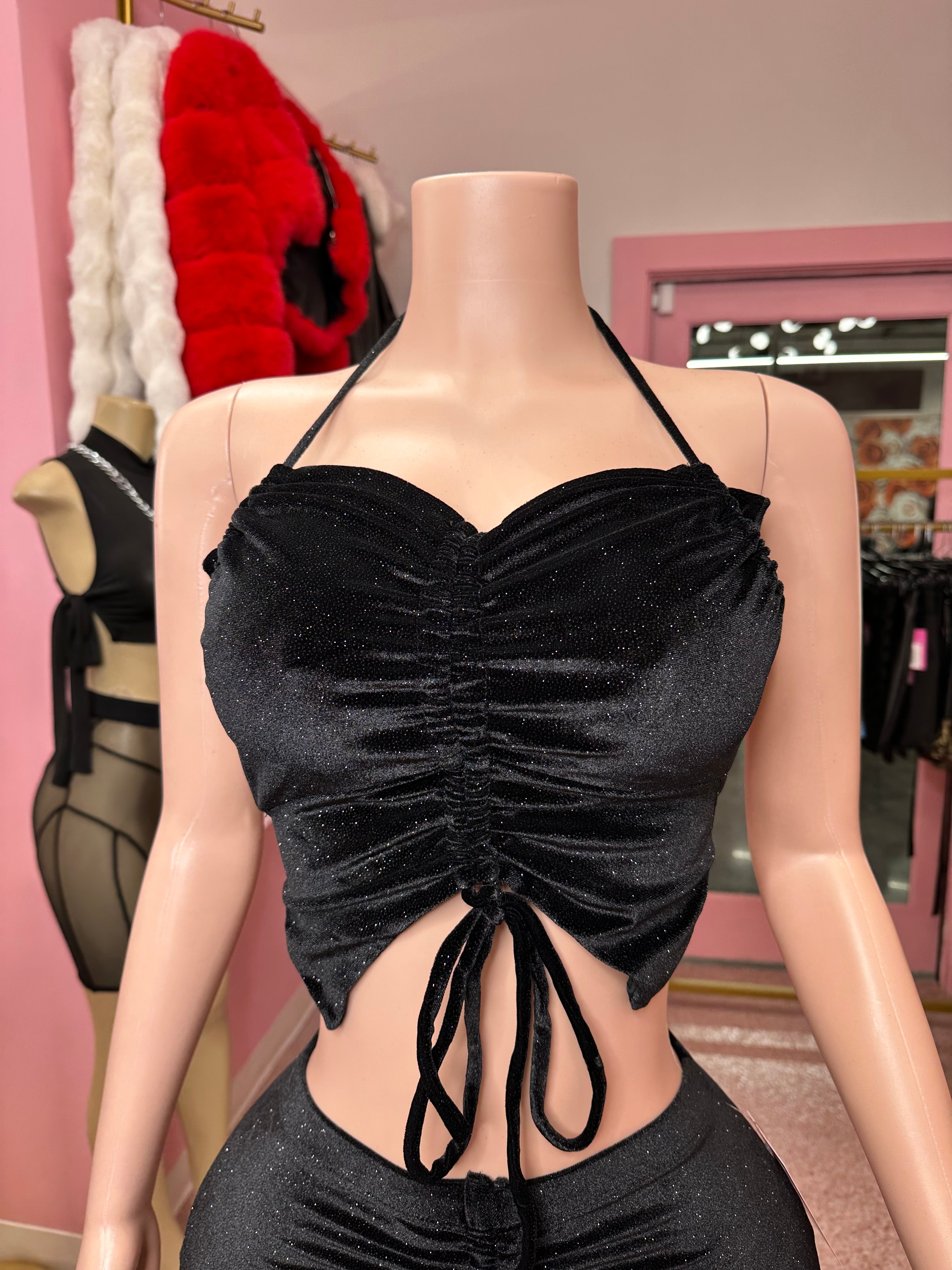 Everything I Want Velvet Maxi Skirt Set –Black