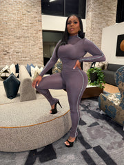 Snatched Status Bodysuit & Legging Set- Gray