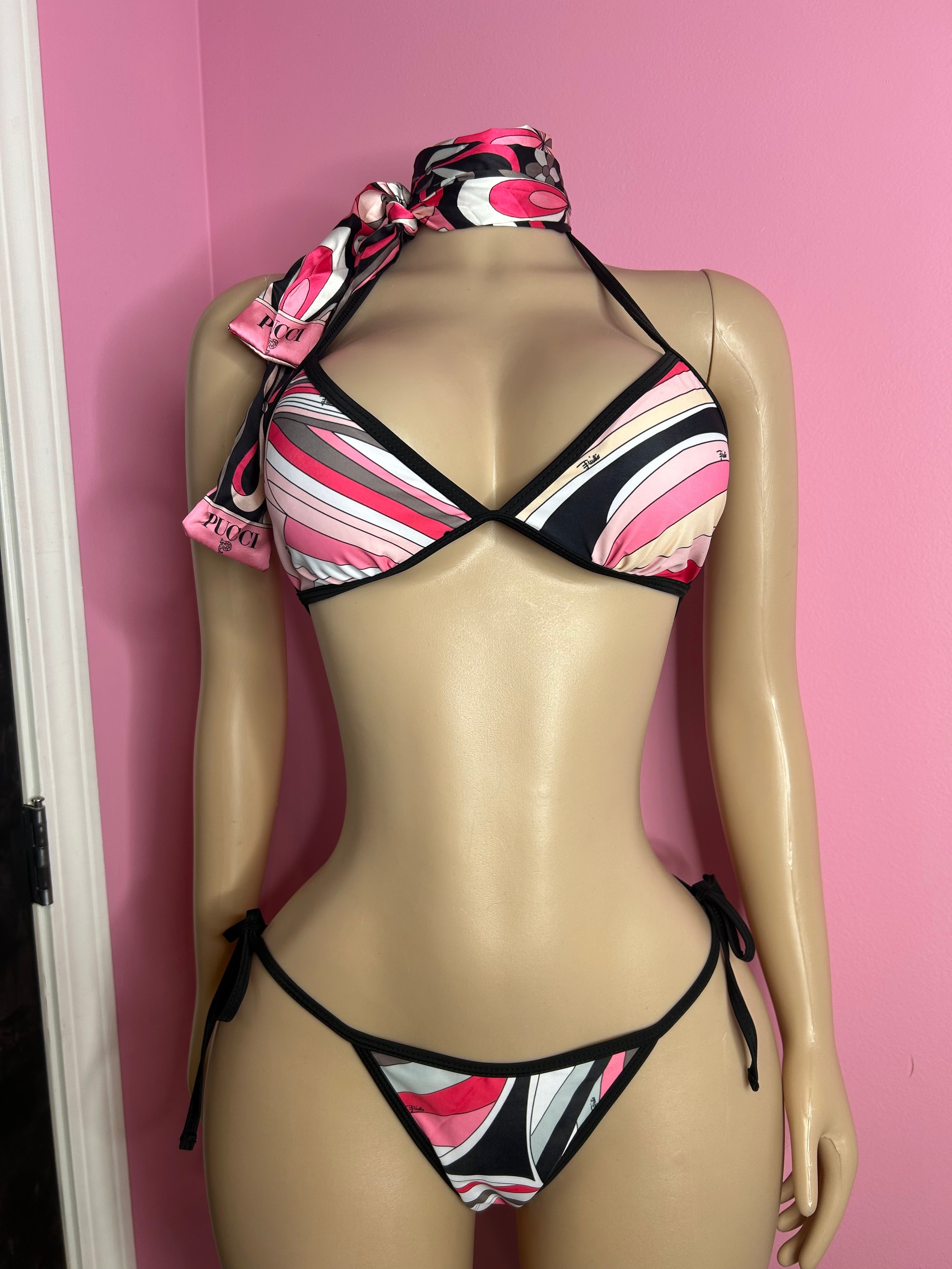 (Pre-Order 8 business Days) Fashion Puch Designer Inspired 3pc Swimsuit Set- Multi