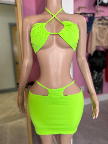 Jamaica Me Please Skirt Set- Lime Green