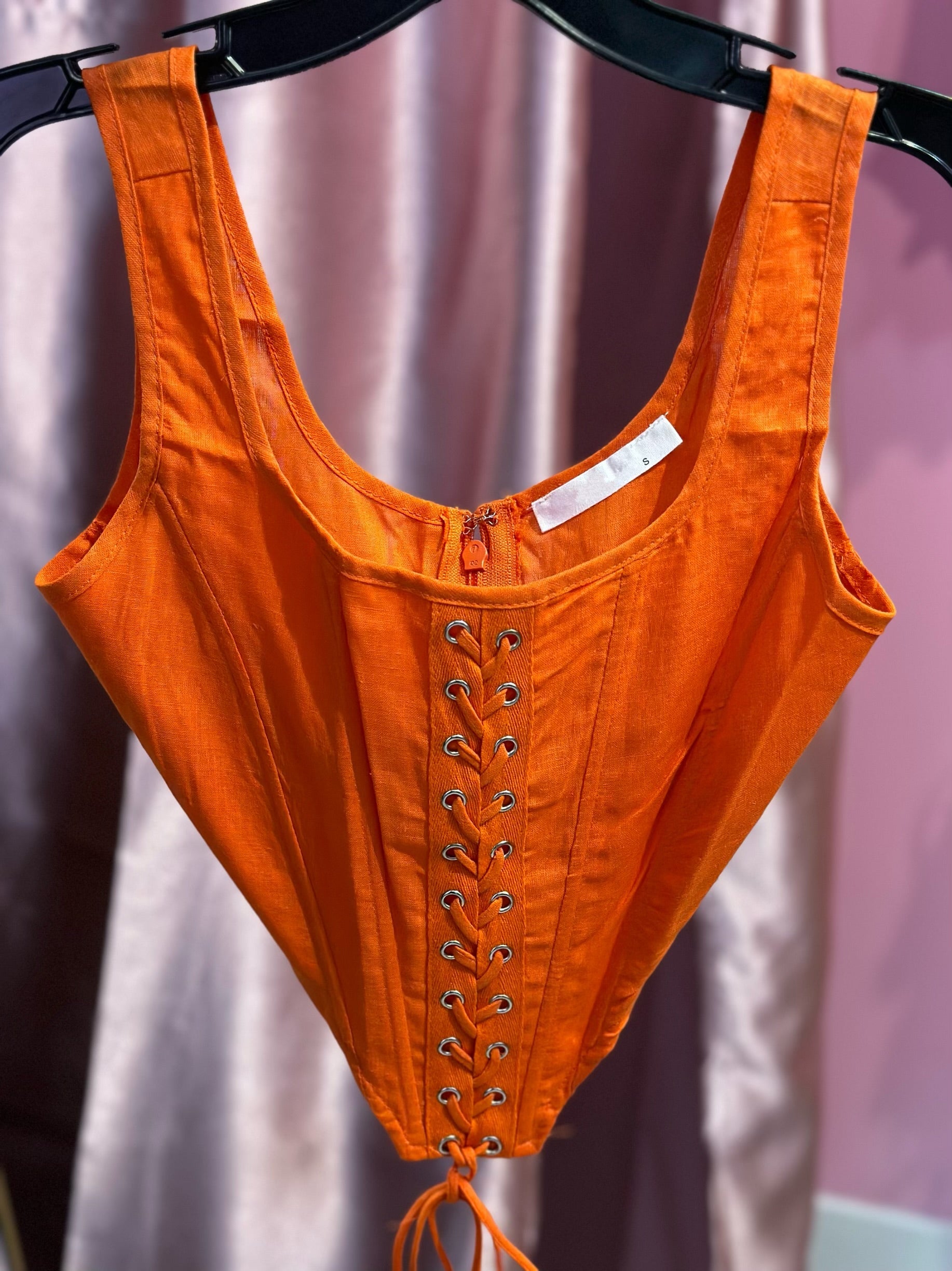Linen Corset Top- Orange