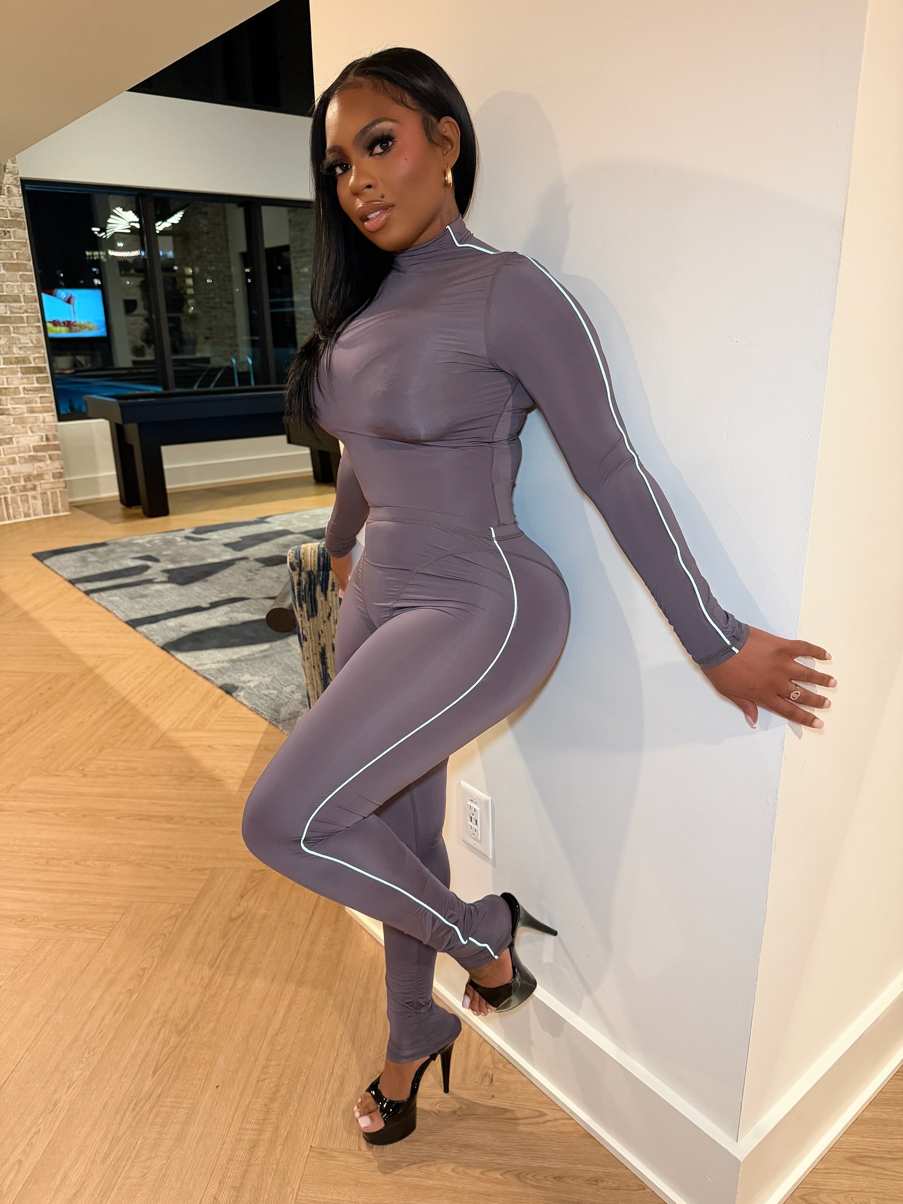 Snatched Status Bodysuit & Legging Set- Gray