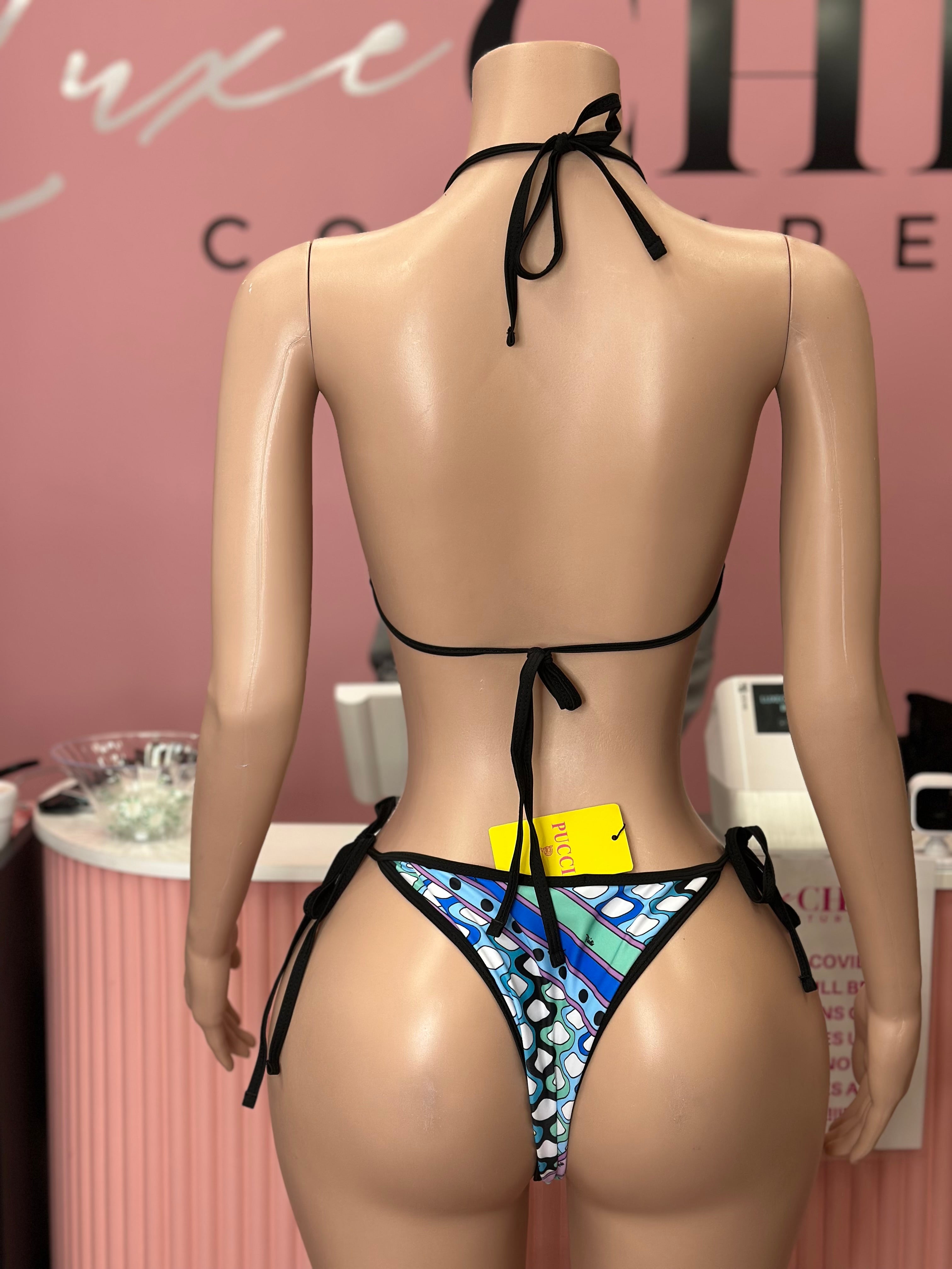 Fashion Puch Designer Inspired 3pc Swimsuit Set- Blue Multi