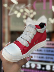 Ricky Leather Jumbo Shoelace Low Top Sneakers- Red