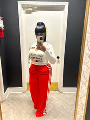 Open Me Up Sweat Pants- Red