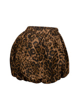 Leopard Twill Bubble Mini Skirt