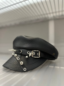 Black PU Leather Spike Hat