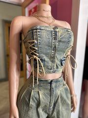 Anytime You Like Denim Pant Set
