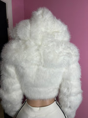 *Pre-Order 12-15 days then ship* 
Chic Faux Fur Jacket with Hood – White