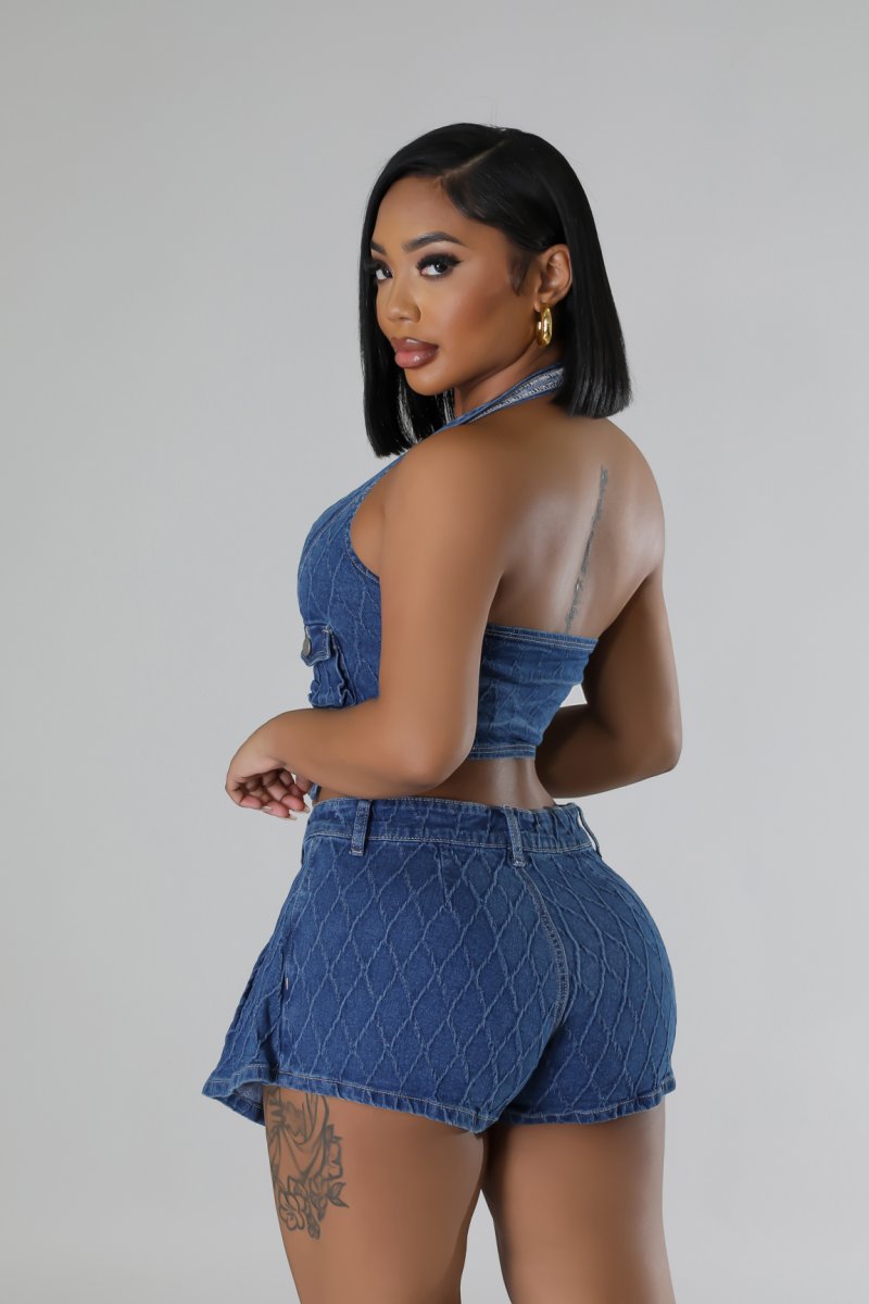 Caught In The Act Skort Set- Denim